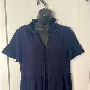 Dkny Navy Flutter Sleeve Dress